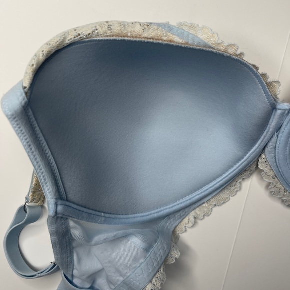 $79 Intimissimi 36DD Pretty Flowers Elena Balconette Bra Embroidery Lace Blue - Picture 3 of 3